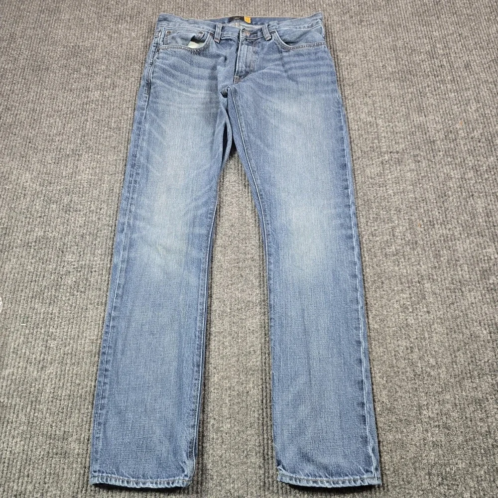 J.CREW 484 Jeans Mens 31x32 Blue Light Wash Straight Slim‎ Denim Zip Fly 30x30